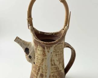 Studio Pottery Watering Can with Bamboo Handle second image