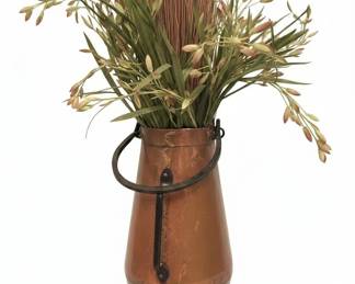 Antique Copper Milk Pail Planter with Handle
