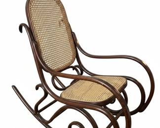 Thonet Style Bentwood Rocking Chair with Cane Seating second image