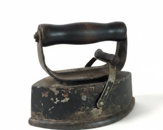 Antique Sensible Cast Iron Sad Iron with Wooden Handle