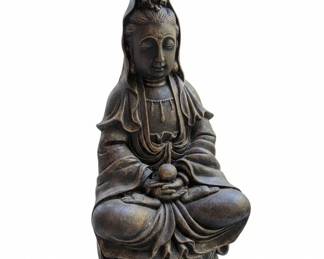 Bronzefinish Seated Quan Yin Statue
