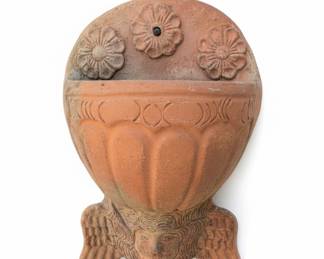 Terracotta Wall Planter with Cherub and Floral Motif
