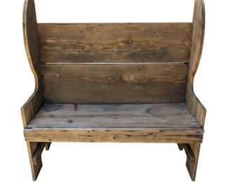 Primitive Pine Bench with High Back