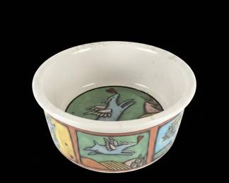 Art Deco Ceramic Bowl with Flying Creatures