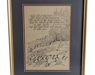 Framed Calligraphy with Landscape Art Walk tall as the trees