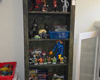 Action figures + really nice, solid wood bookshelf 