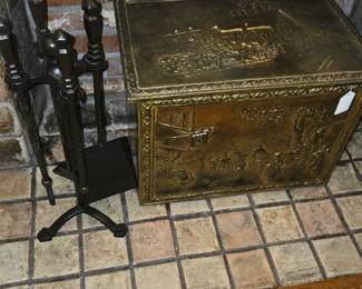 Antique Brass kindling box