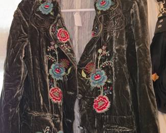 Johnny Was velvet embroidered jacket 