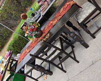 Antique dining table + chairs 