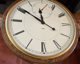 Large antique Howard Miller wall clock oak trim $350