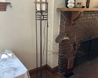 Frank Lloyd Wright style stained glass floor lamp.