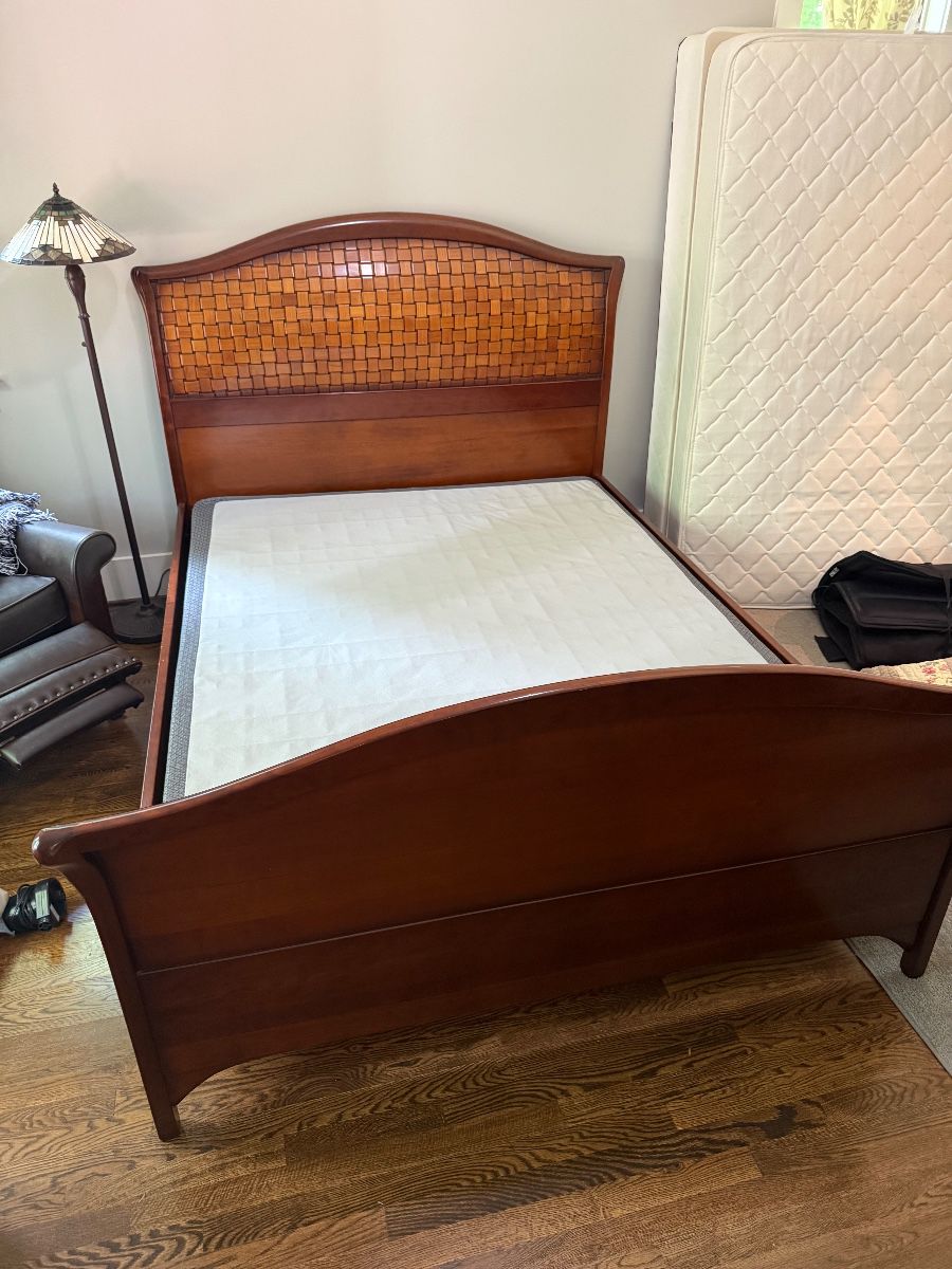 Custom Made Cherrywood Queen Bed with Boxspring - $750- IT IS GORGEOUS