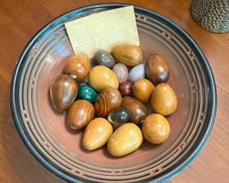 Handmade Wooden Egg & Alabaster Egg Set & Pottery Bowl/ $50 all