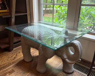 Vintage Plaster Elephant Table - $225