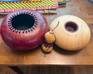 Leslee Burtt and Chris Warren Gourd, Wood Hollow Vessel with Flower Frog & small gourd/ $125 all 3