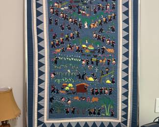 Rare Vintage Hmong Story Cloth Quilt Tapestry Southest Asia Folk Tale Art- $250/ 52 tall- 32 wide