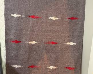 VTG 60s Chimayo Aztec Beacon Handwoven Wool Blanket Rug- $125