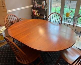 Ethan Allen Table & 4 Chairs/ $425- 64 long (with 18 inch leaf), 46 deep, 31 tall