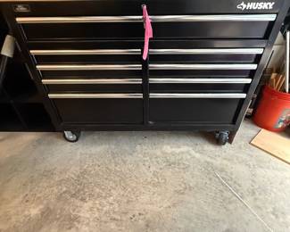 Tool Storage 46 in. W x 18 in. D 9-Drawer Mobile Workbench Cabinet in Gloss Black- $325
