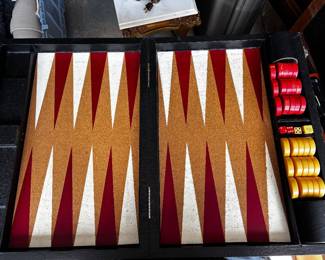 CHRISLOID BACKGAMMON SET WITH BAKELITE CHIPS