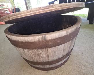 rustic wooden storage barrel Jack Daniel's