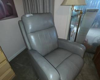 Gray leather recliner chair