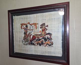 Vintage Egyptian framed papyrus art