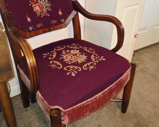Antique needlepoint upholstered chair