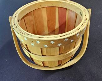 Wooden Bushel Basket with Stars