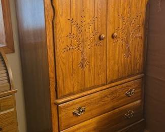 Oak Armoire with Drawers