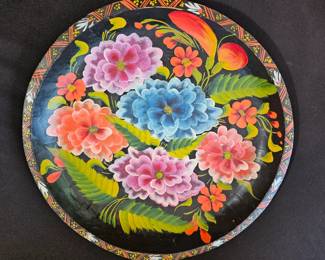 Mexican Batea HandPainted Floral Tray