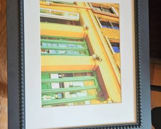 Framed Architectural Photograph Yellow and Green Facade