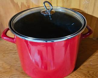 Red Enamel Stock Pot