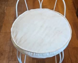 Vintage White Wrought Iron Vanity Stool