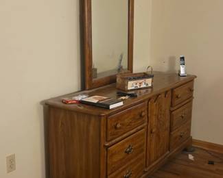 American of Martinsville Oak Dresser with Mirror