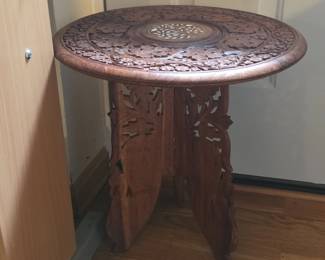 AngloIndian Carved Wood Accent Table second image
