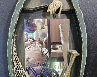 Wooden Row Boat Mirror