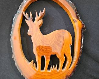 Wood Slice Deer Art