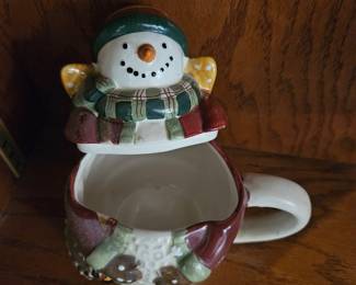Debbie Mumm Snowman Mug with Lid second image
