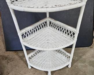 White Wicker Corner Shelf