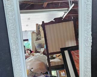 Ornate White Carved Mirror
