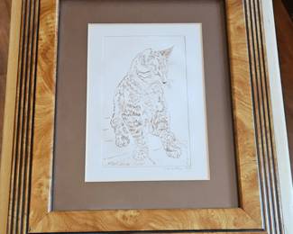 Cat Sketch Framed Art Yvonne Furl