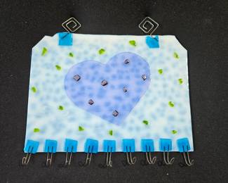 Fused Glass Heart Key Holder