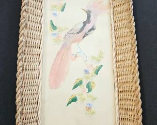 Wicker Framed Feather Art