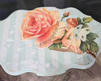 Decoupage Rose Cherub Side Table second image