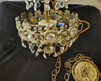 Hollywood Regency Crystal Chandelier