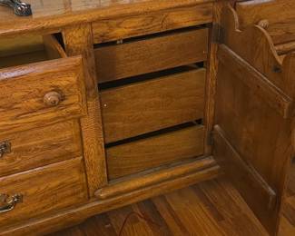 American of Martinsville Oak Dresser with Mirror third image