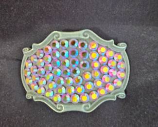 Aurora Borealis Rhinestone Belt Buckle