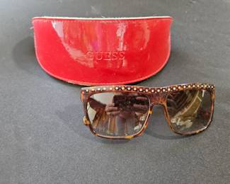 Womens Tortoiseshell Rhinestone Sunglasses