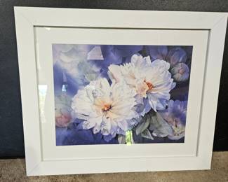 White Peonies Watercolor Painting